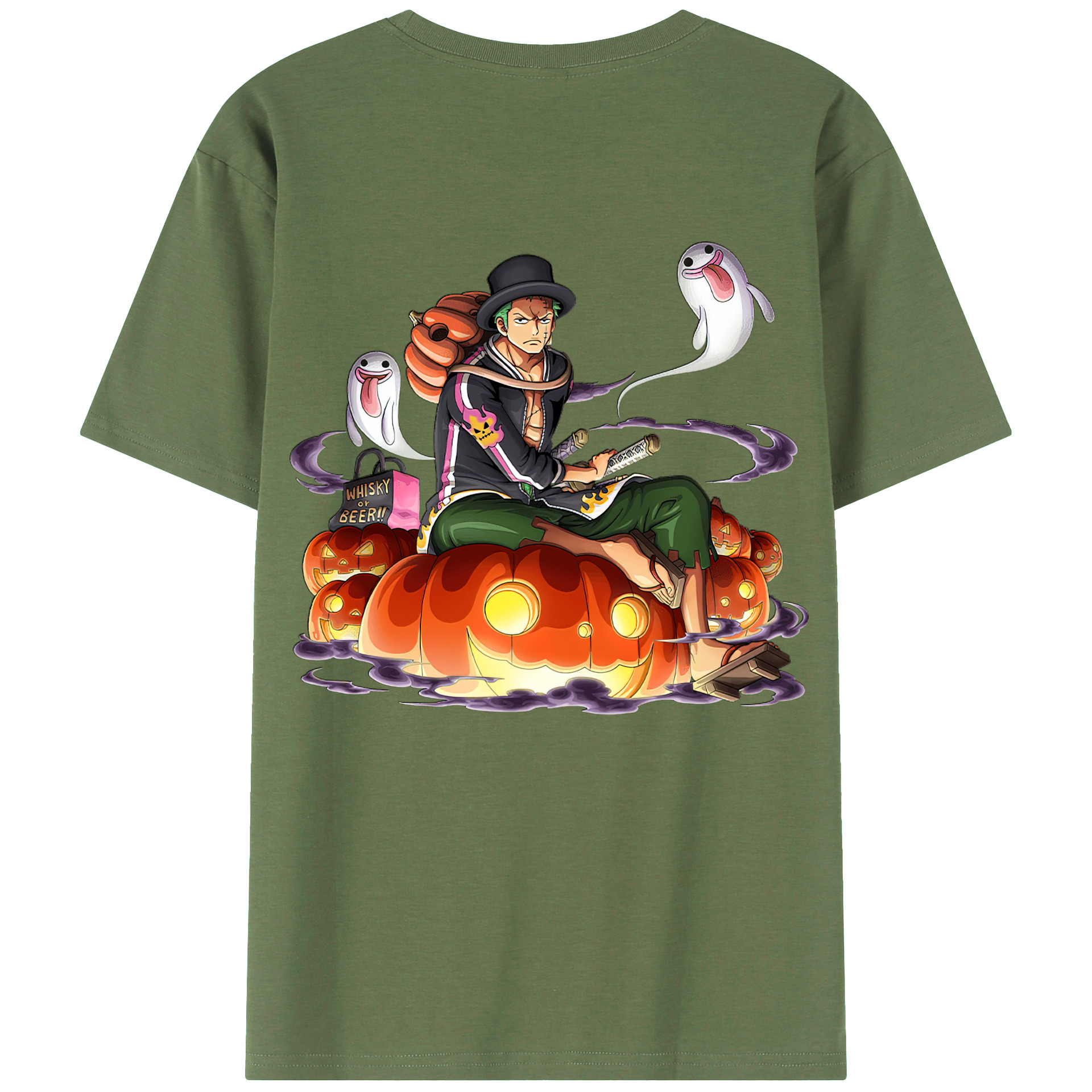ワンピース ロロノア・ゾロ ONE PIECE Roronoa Zoro 綿100％ メンズ半袖Tシャツ（バックプリント） 通気性